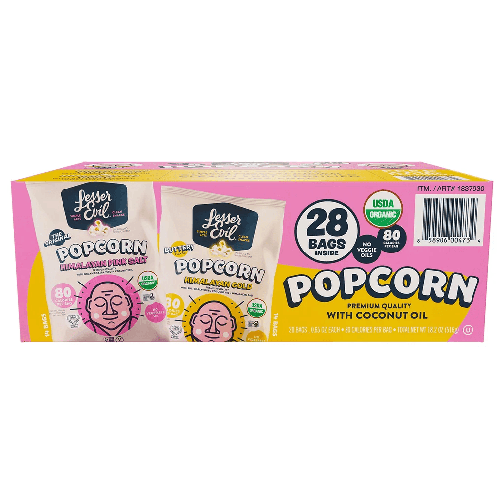 Lesser Evil Organic Popcorn Variety Pack, 28-Count
