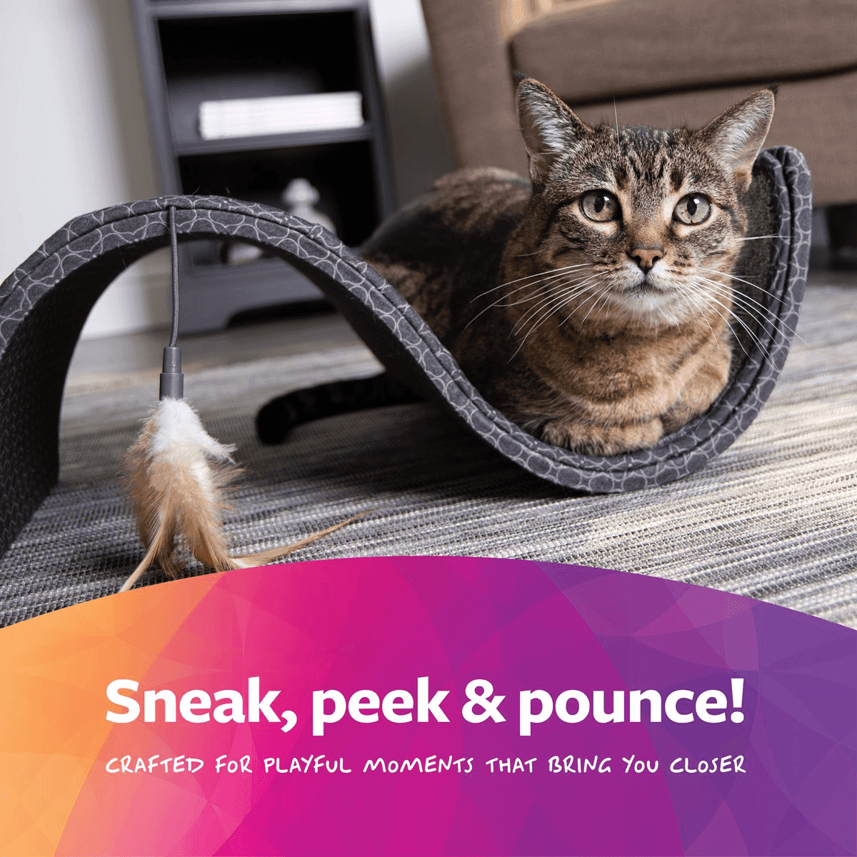 SmartyKat Scratch Scroll Sisal and Carpet Cat Scratcher with Feather Toy image 5