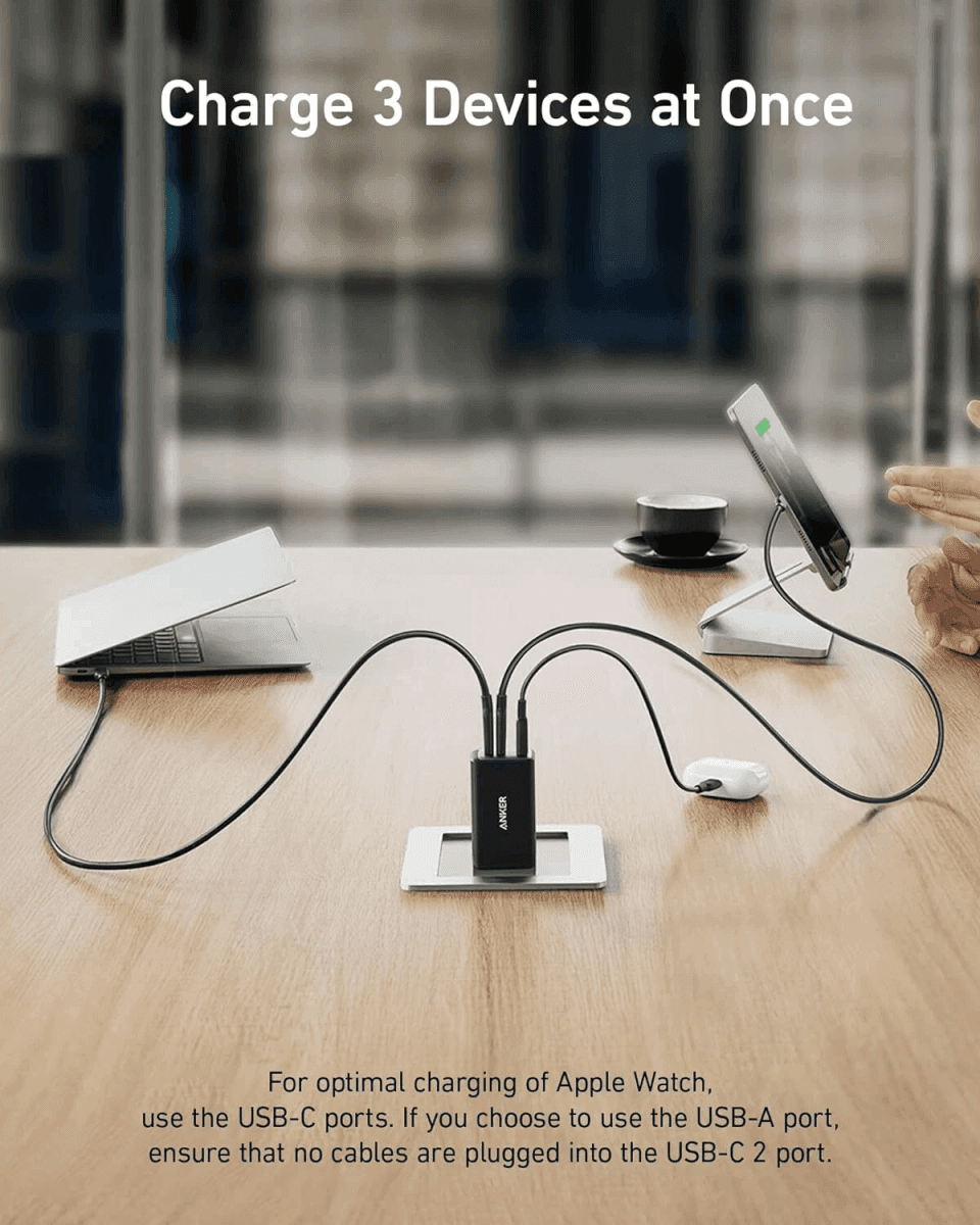 Certified Refurbished Anker 735 Nano II 65W 3-Port USB Charger image 3
