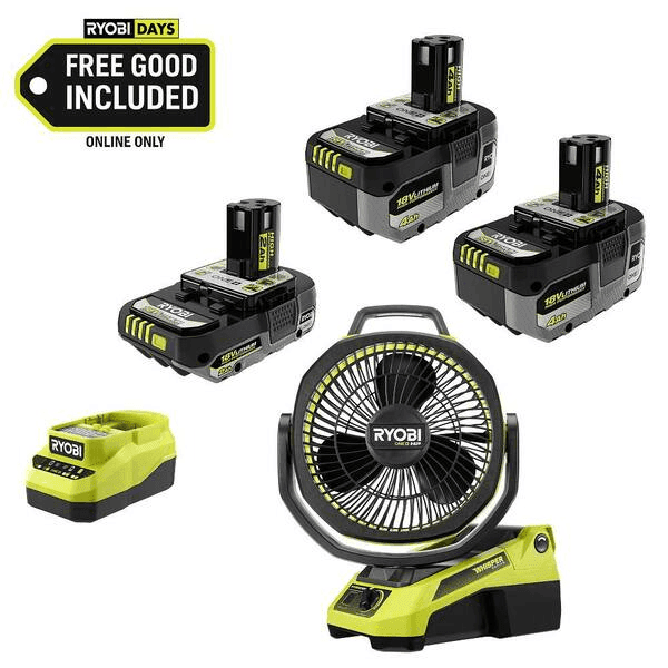RYOBI ONE+ 18V HIGH PERFORMANCE Battery Kit with FREE HP Brushless Oscillating Fan image 2