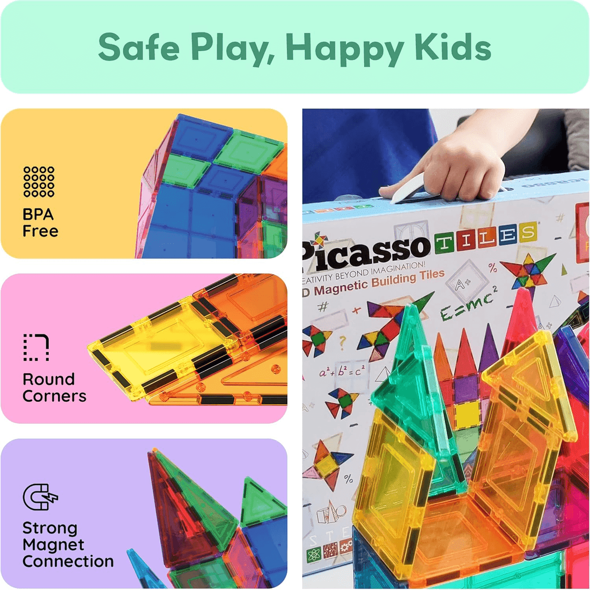 PicassoTiles 100-Piece Magnetic Building Tile Set image 4