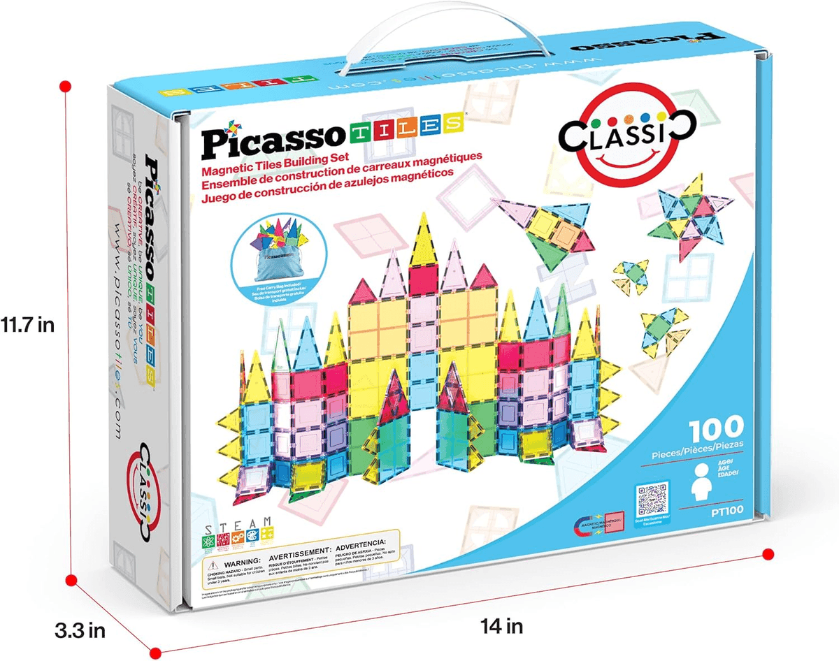 PicassoTiles 100-Piece Magnetic Building Tile Set image 2