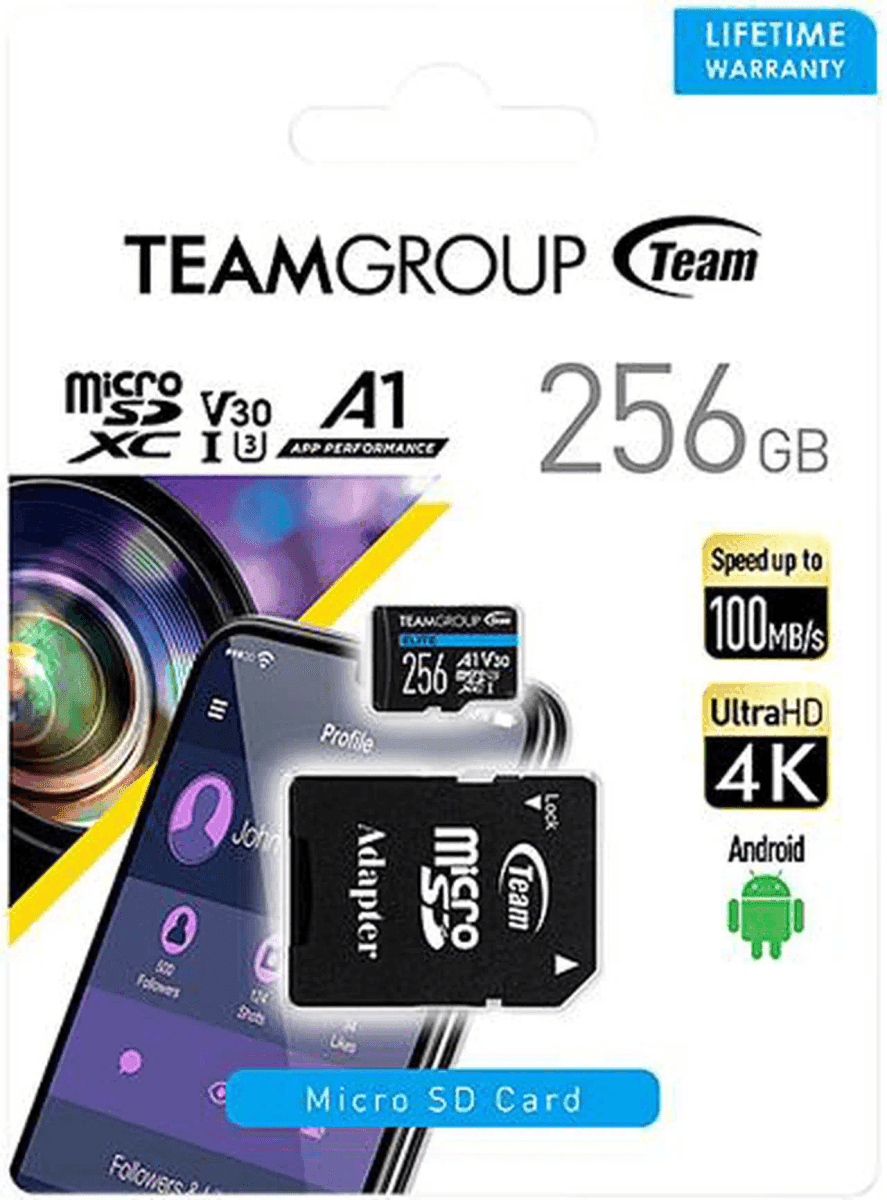 Team Group Elite 256GB microSDXC U3 V30 A1 Memory Card with SD Adapter image 4