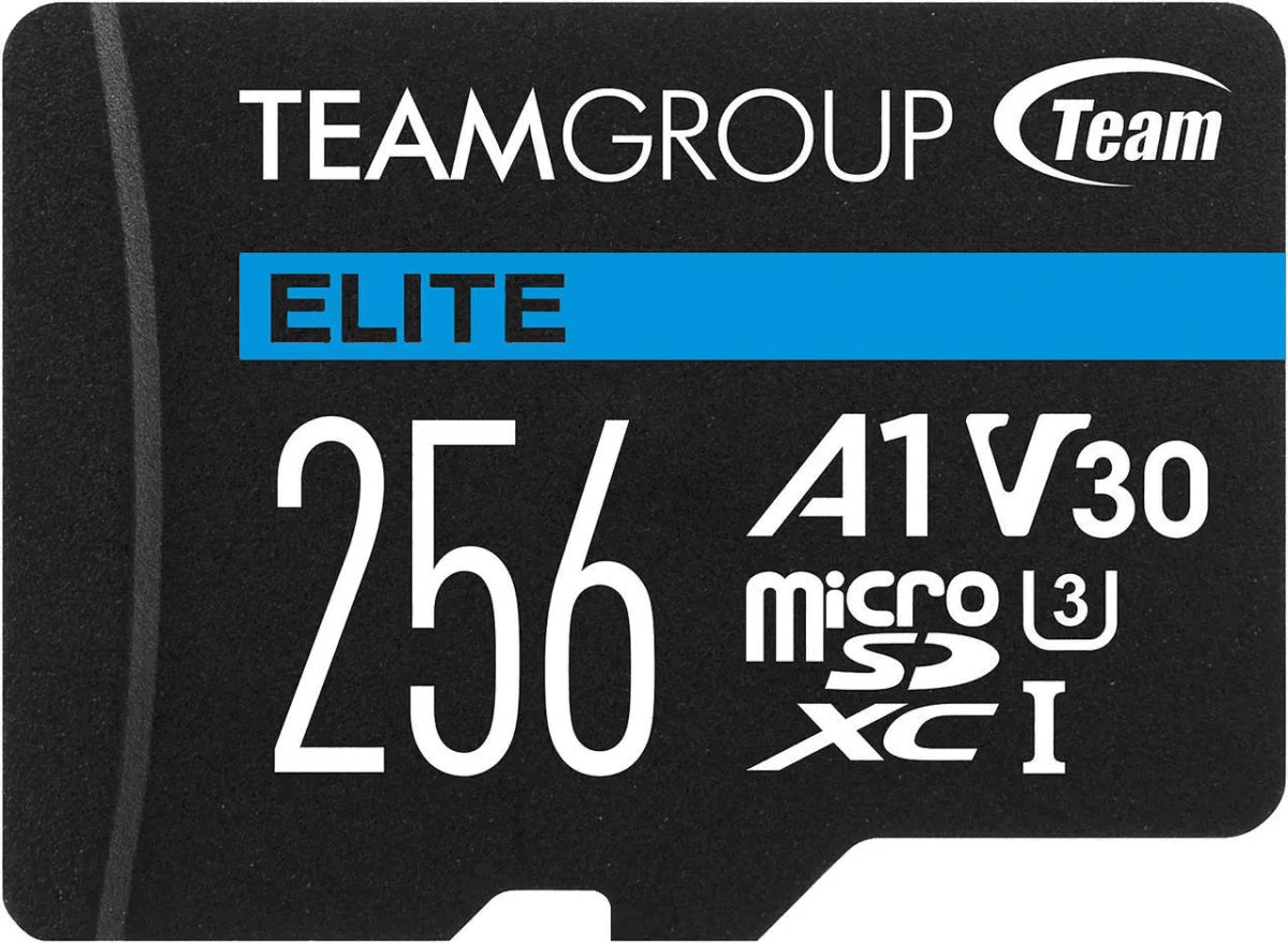 Team Group Elite 256GB microSDXC U3 V30 A1 Memory Card with SD Adapter