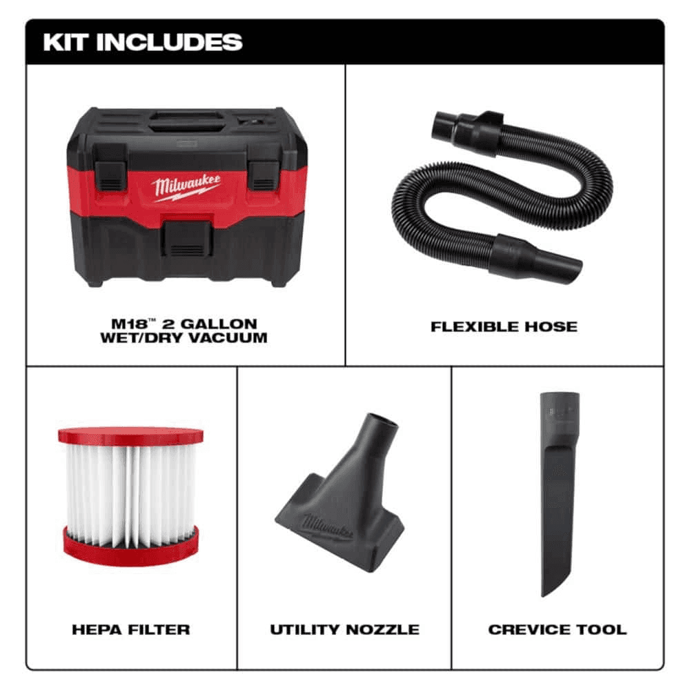 Milwaukee M18 2-Gallon Cordless Wet/Dry Vacuum (Tool Only) image 2