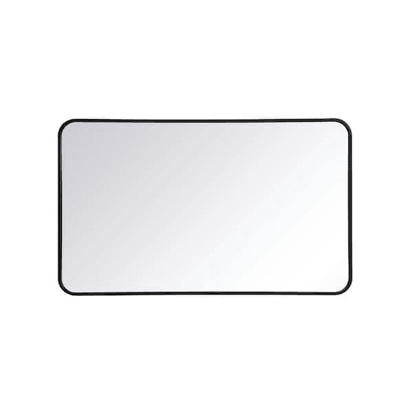 Timeless Home 24 in. x 40 in. Soft Corner Black Metal Rectangle Mirror