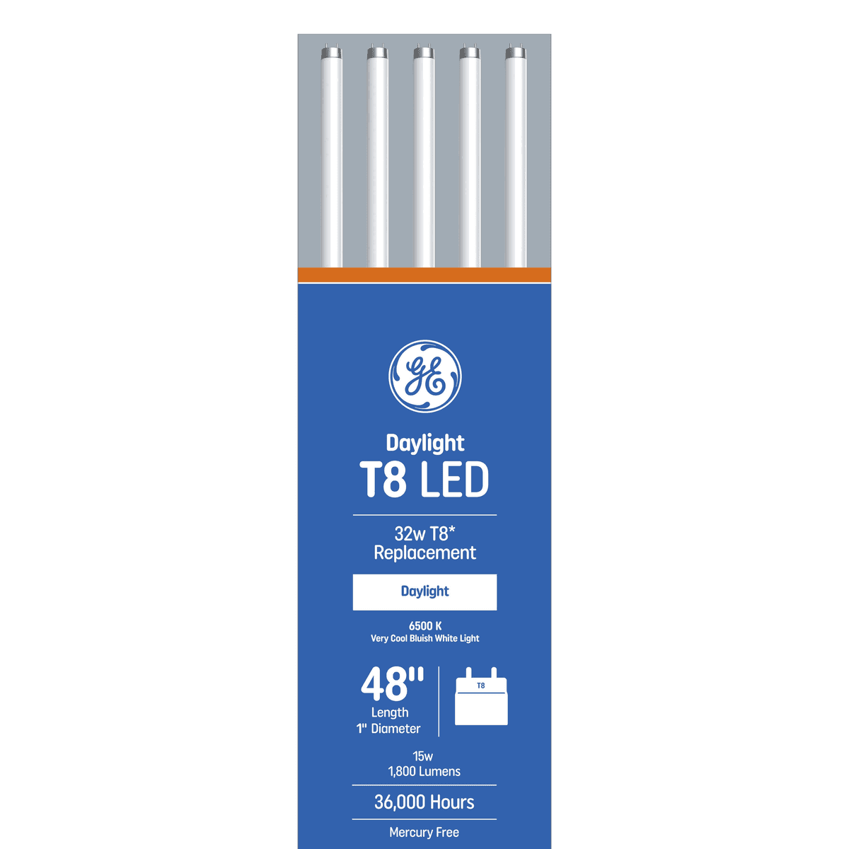 GE 48-in T8 Daylight LED Tube Light Bulbs, 20-Pack