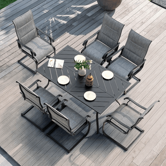 Nuu Garden 7-Piece Curved Leg Patio Dining Set with 6 C-Spring Chairs image 2