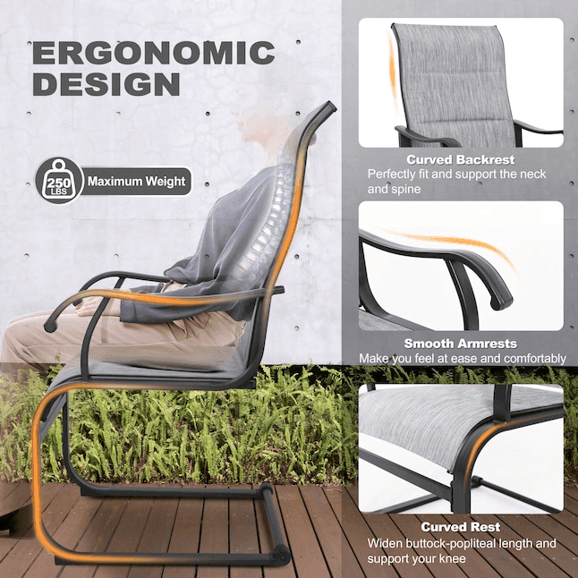 Nuu Garden 7-Piece Curved Leg Patio Dining Set with 6 C-Spring Chairs image 5