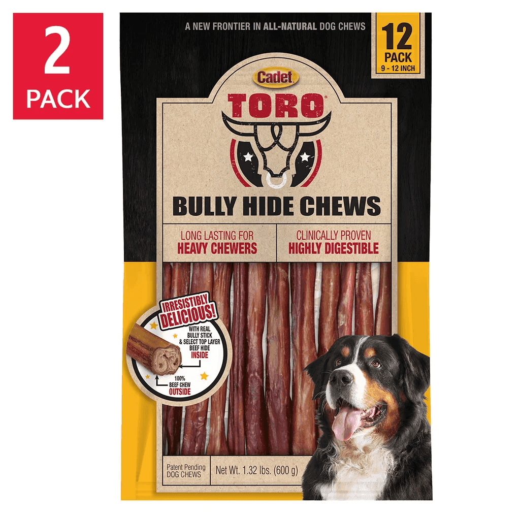 Cadet TORO Bully Hide Dog Chews 9-12 Inch, 24 Count