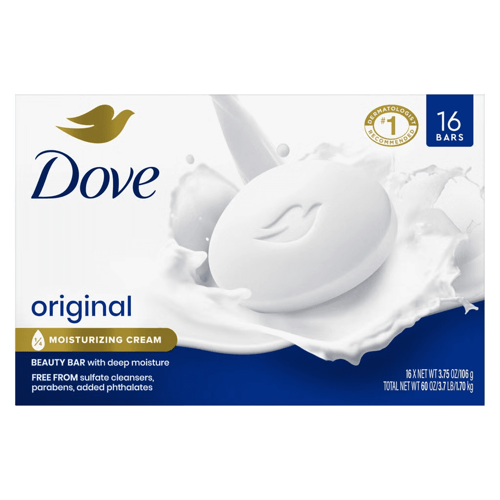 Dove Original Moisturizing Beauty Bar Soap, 3.75 oz, 16 Bars