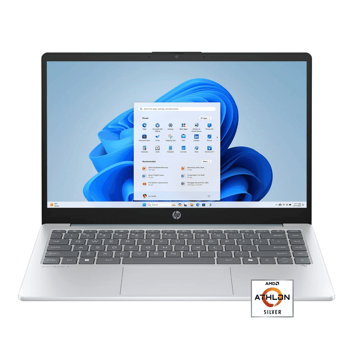 HP 14-inch AMD Athlon Laptop, 4GB/128GB