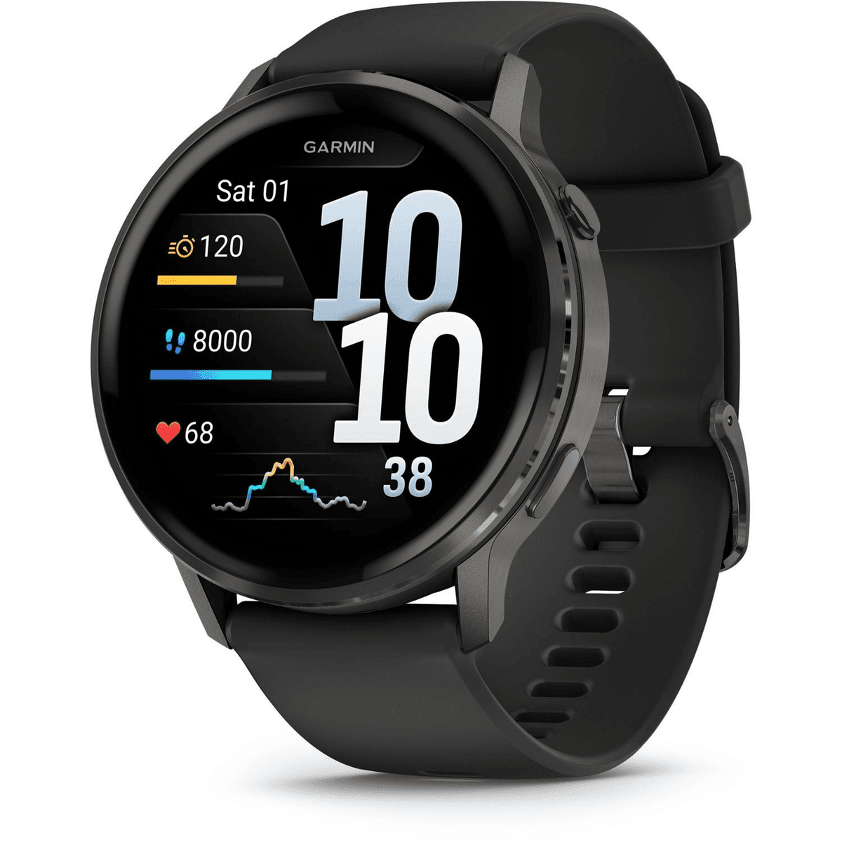 Garmin Venu 4 GPS Smartwatch - Slate/Black Band image 2