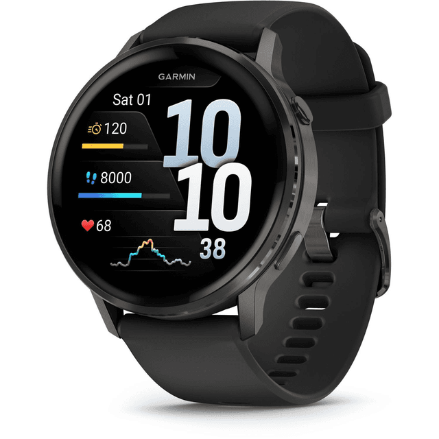 Garmin Venu 4 GPS Smartwatch - Slate/Black Band image 2