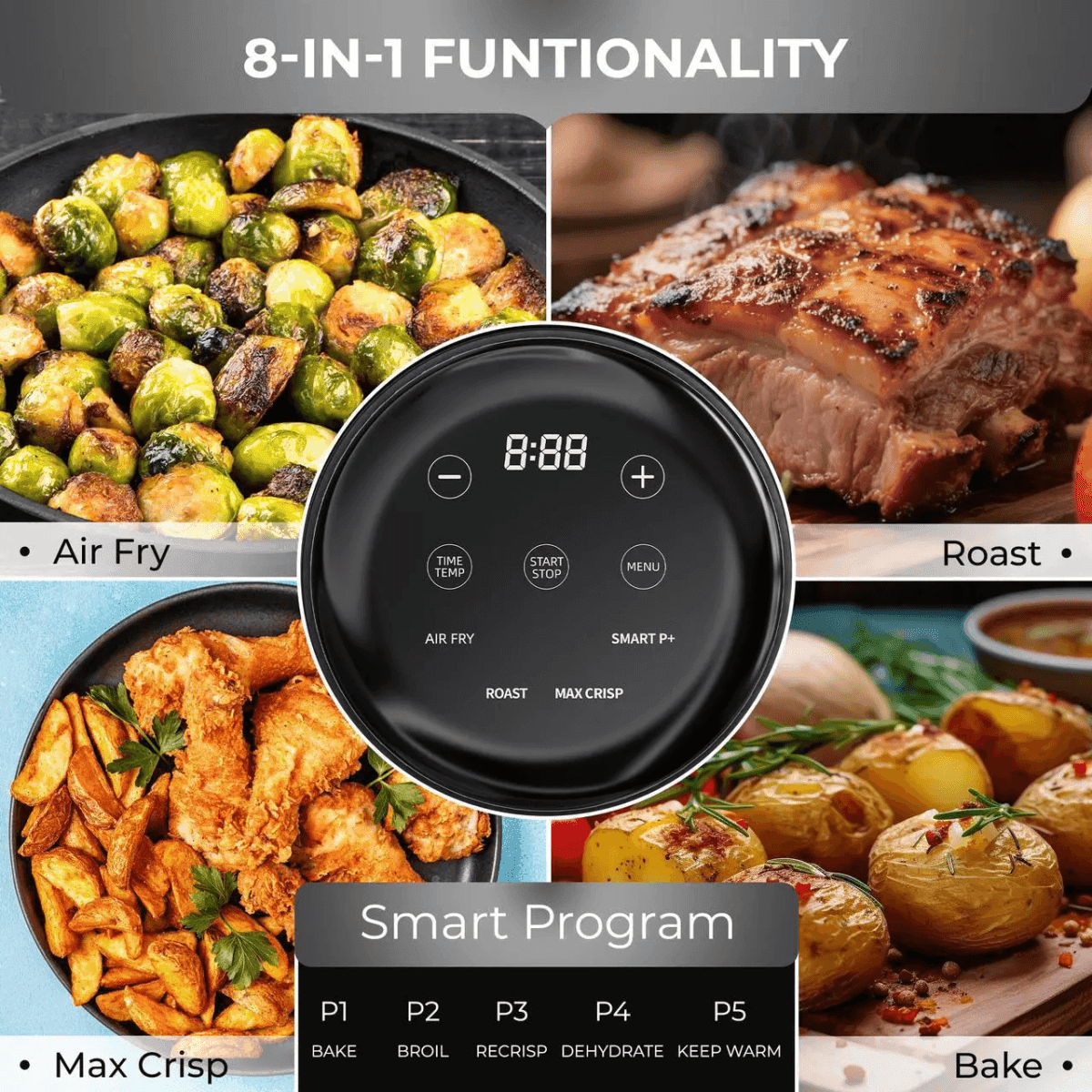Rosewill 8-in-1 Portable Glass Air Fryer, 5.5-Qt. and 1.6-Qt. image 3