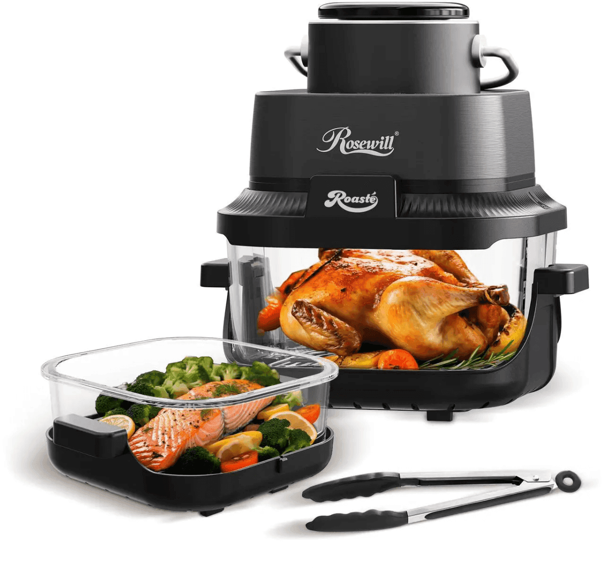 Rosewill 8-in-1 Portable Glass Air Fryer, 5.5-Qt. and 1.6-Qt.