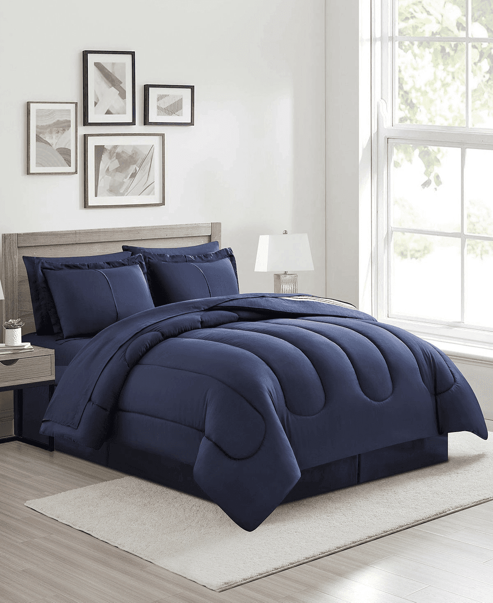 Macy's Aiden Striped 8-Pc. Comforter Set (Blue) image 4