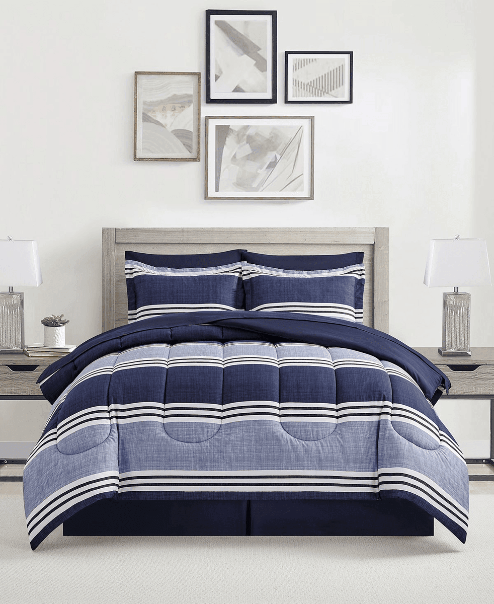 Macy's Aiden Striped 8-Pc. Comforter Set (Blue)