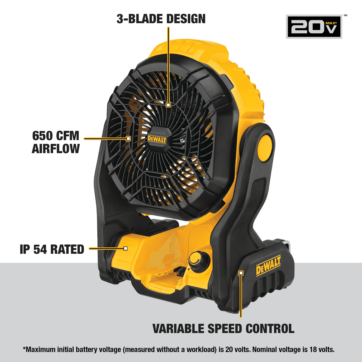 DEWALT DCE512B 20V MAX 8-in Cordless Jobsite Fan image 2