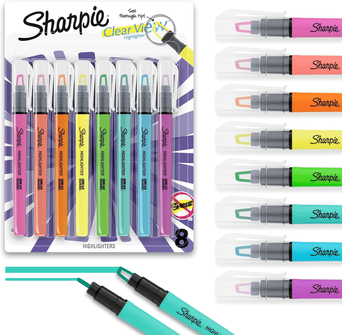Sharpie Clear View Assorted Highlighters, 8-Pack
