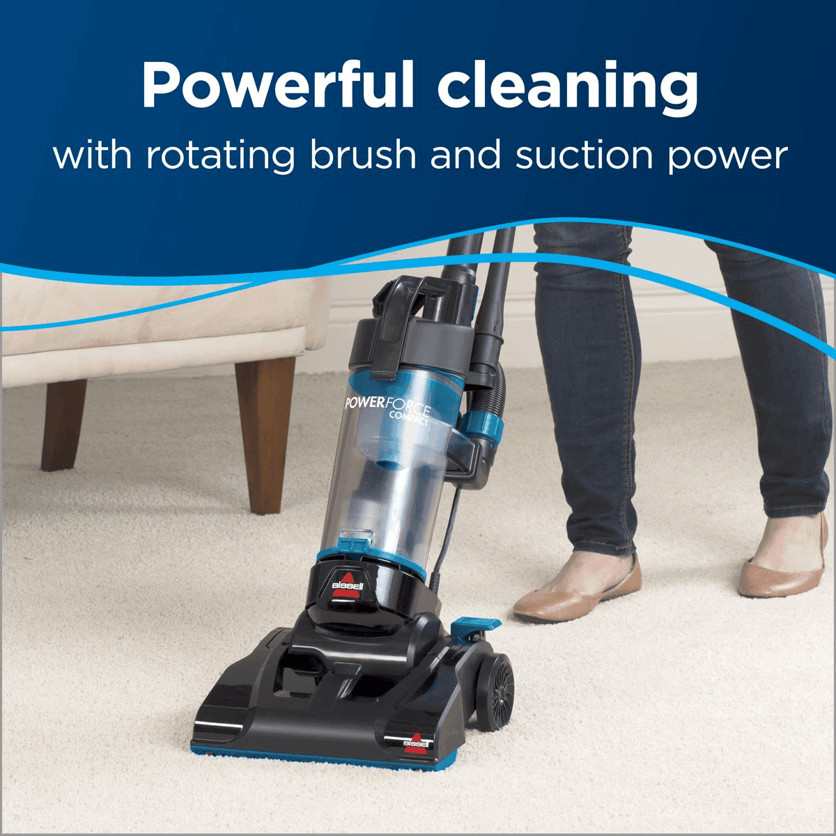 BISSELL PowerForce Compact Bagless Upright Vacuum 2112 - Blue image 4