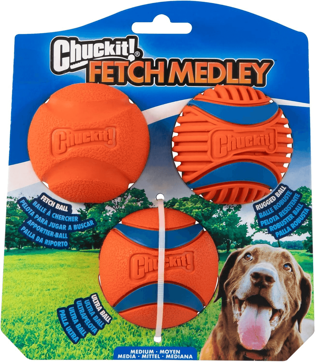 Chuckit Fetch Medley 3-Pack Dog Balls for $10.79 at Amazon
