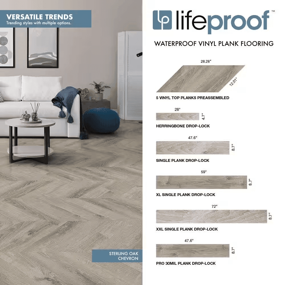 Lifeproof Herringbone Sterling Oak 22-MIL Waterproof Vinyl Plank Flooring (22.3 sq. ft.) image 3