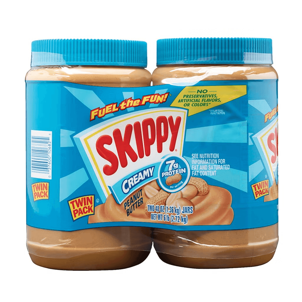Skippy Creamy Peanut Butter 48 oz Jars, 2-Pack