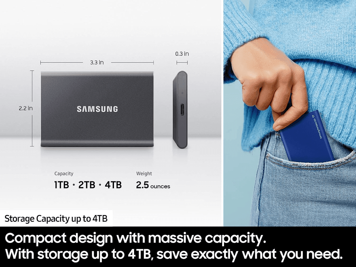 Samsung T7 1TB Portable SSD, Titan Gray image 4