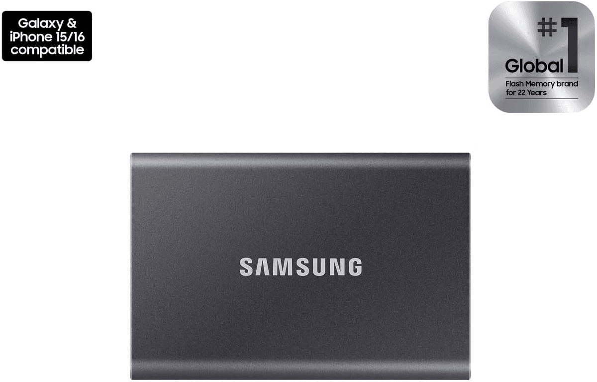 Samsung T7 1TB Portable SSD, Titan Gray image 2