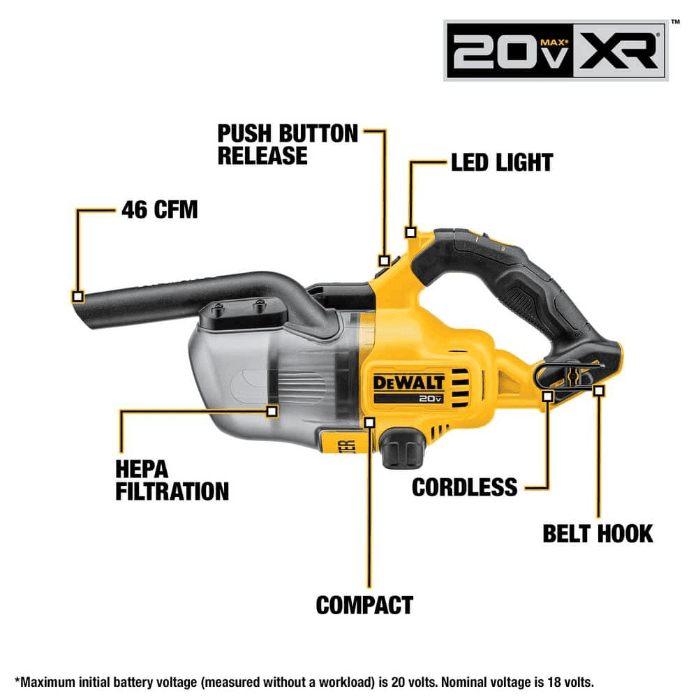 DEWALT 20V MAX Cordless Handheld Vacuum, Tool Only image 2