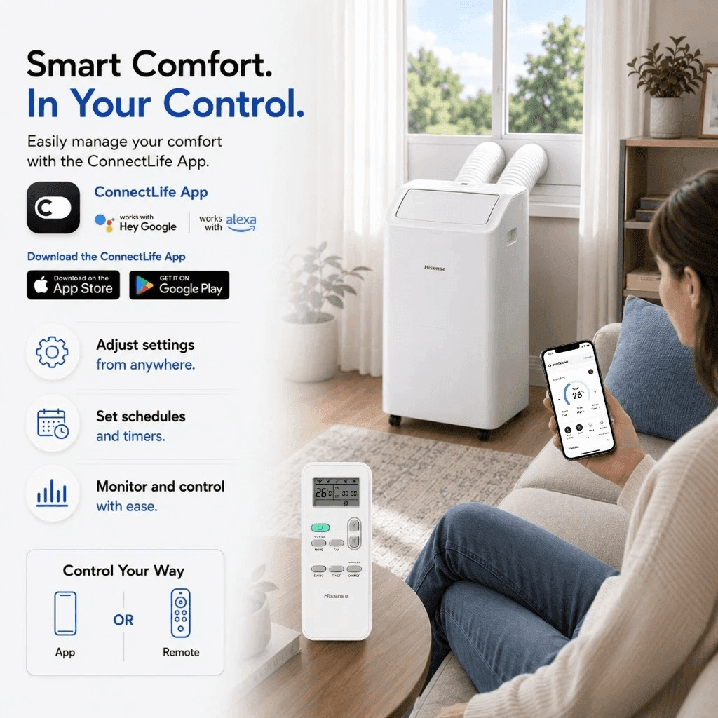 Hisense 8,000 BTU Smart Portable Air Conditioner - Certified Refurbished image 4