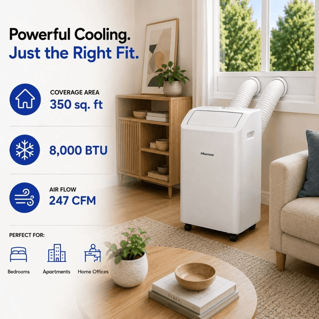 Hisense 8,000 BTU Smart Portable Air Conditioner - Certified Refurbished image 3