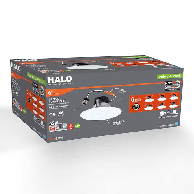HALO 5/6-In 750-Lumen LED Recessed Downlights, 6-Pack image 2