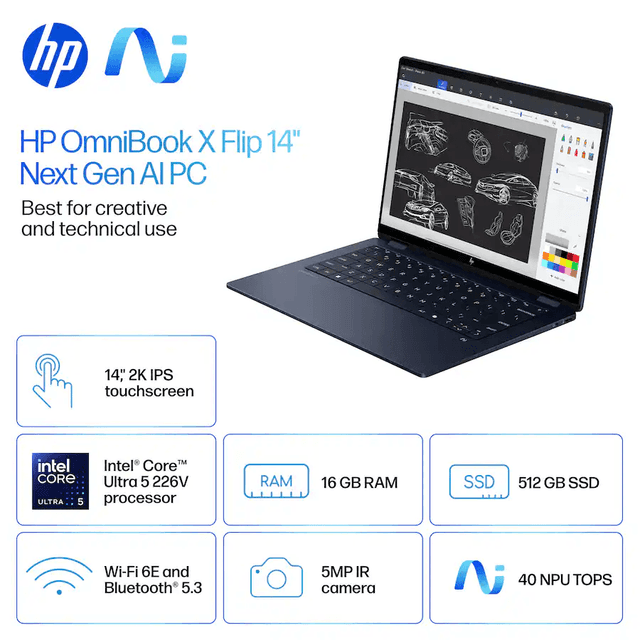 HP OmniBook X Flip 14-inch 2-in-1 Touchscreen Laptop image 3