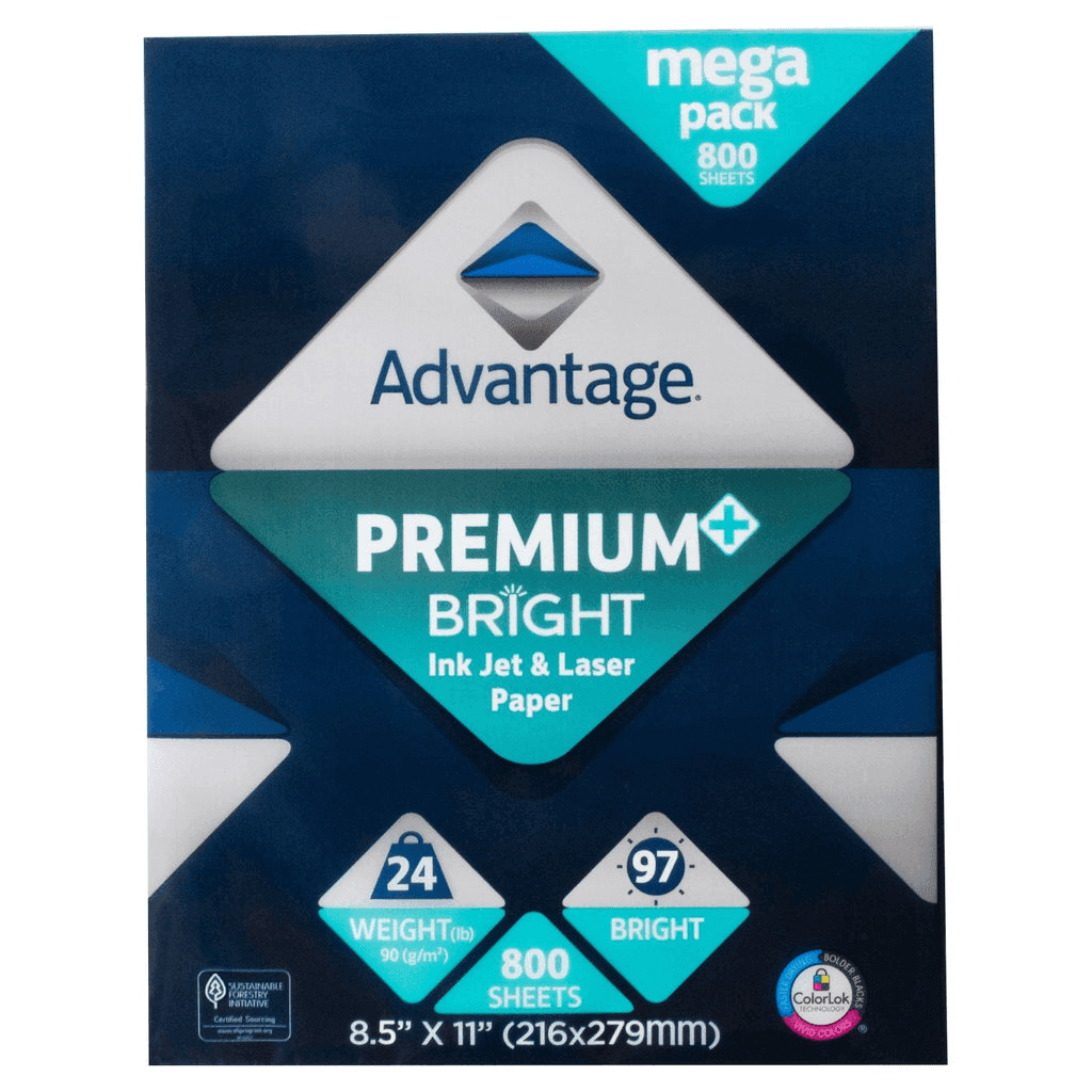 Advantage Premium Bright 24 lb Printer Paper, 800 Sheets image 2