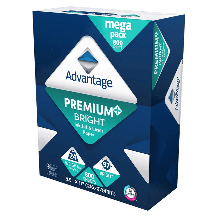 Advantage Premium Bright 24 lb Printer Paper, 800 Sheets