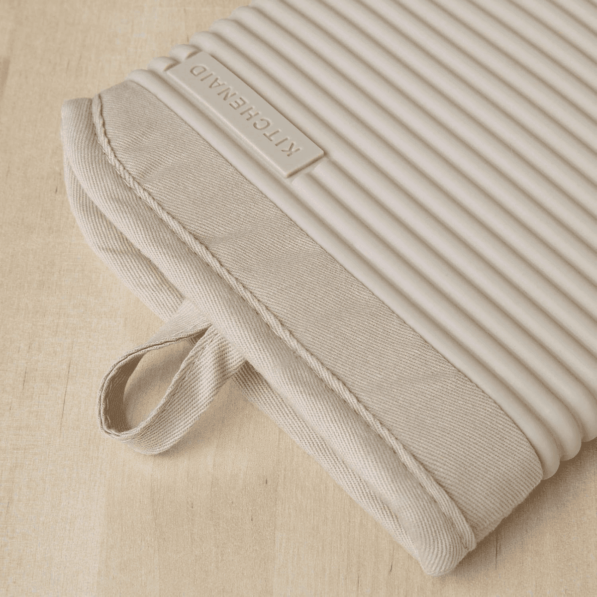 KitchenAid Ribbed Silicone Oven Mitts 2-Pack - Milkshake Tan image 2
