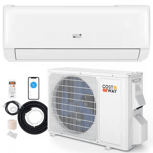 Costway 9,100 BTU 20.5 SEER2 Wi-Fi Mini Split Heat Pump System