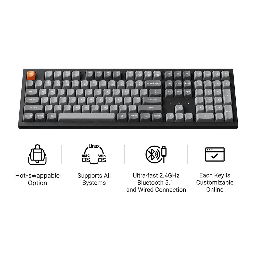 Keychron K10 Max Wireless Mechanical Keyboard - Black, Red Switch image 2