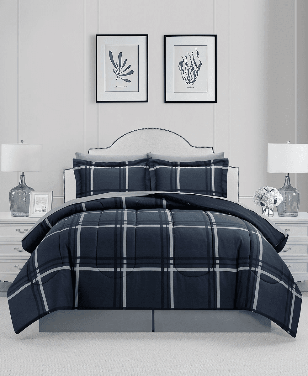 Macy's Casual Plaid Reversible Comforter Set