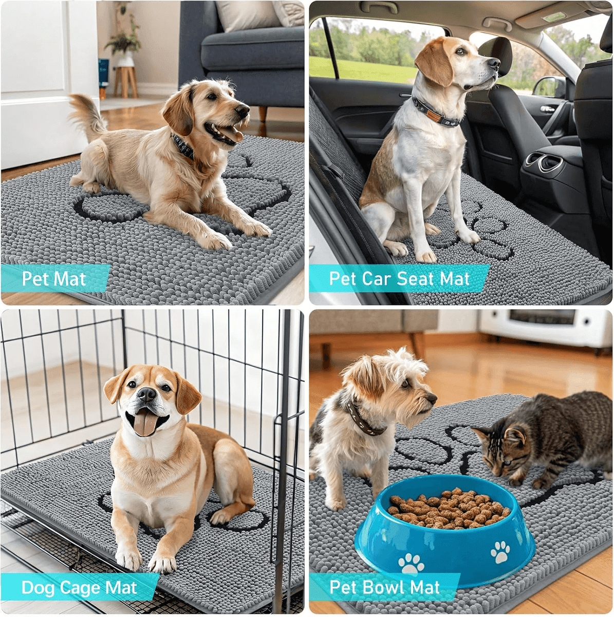 OLANLY 48 x 30-Inch Chenille Dog Door Mat - Grey image 5