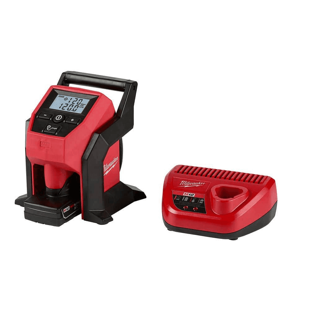 Milwaukee M12 12V Cordless Portable Inflator Kit with 4.0Ah Battery and Charger