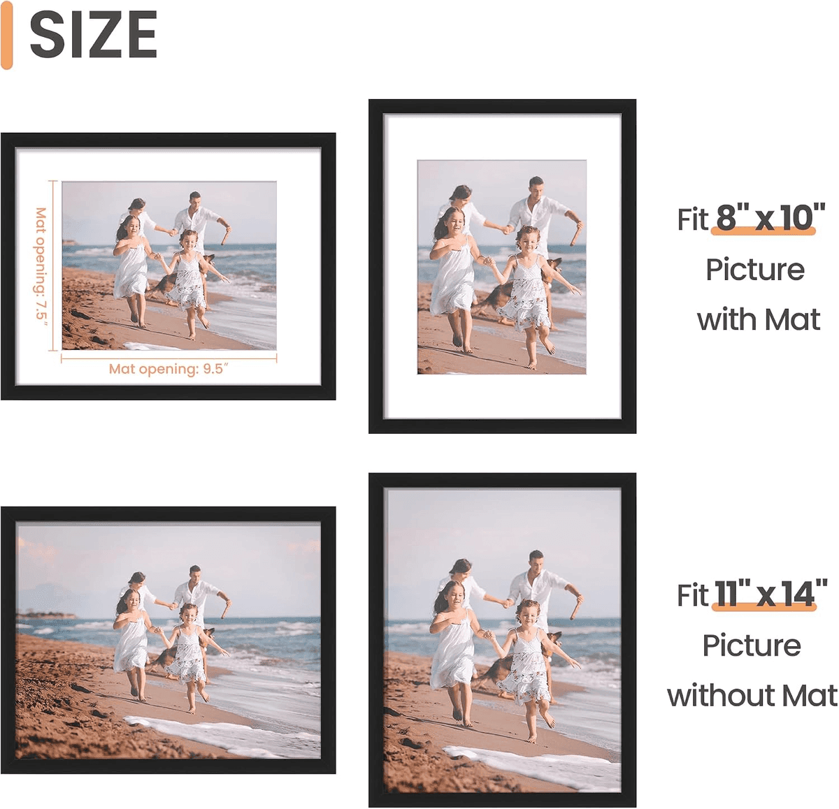 upsimples 11 x 14-Inch Black Picture Frame image 3