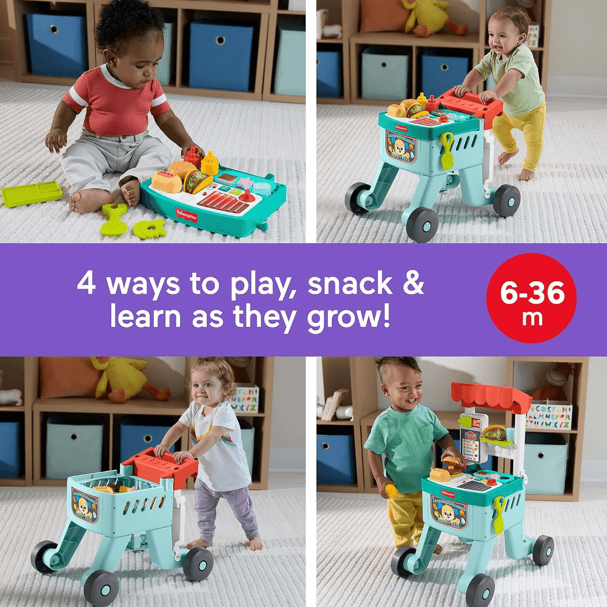 Fisher-Price 4-in-1 Snack Cart Baby Walker image 2
