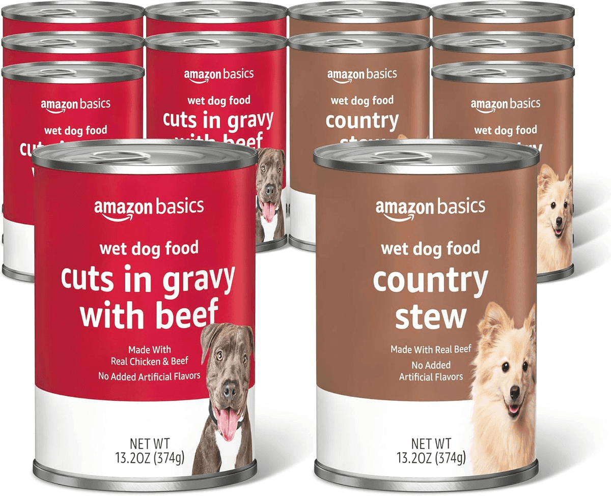 Amazon Basics Wet Dog Food Variety Pack, 12 Cans