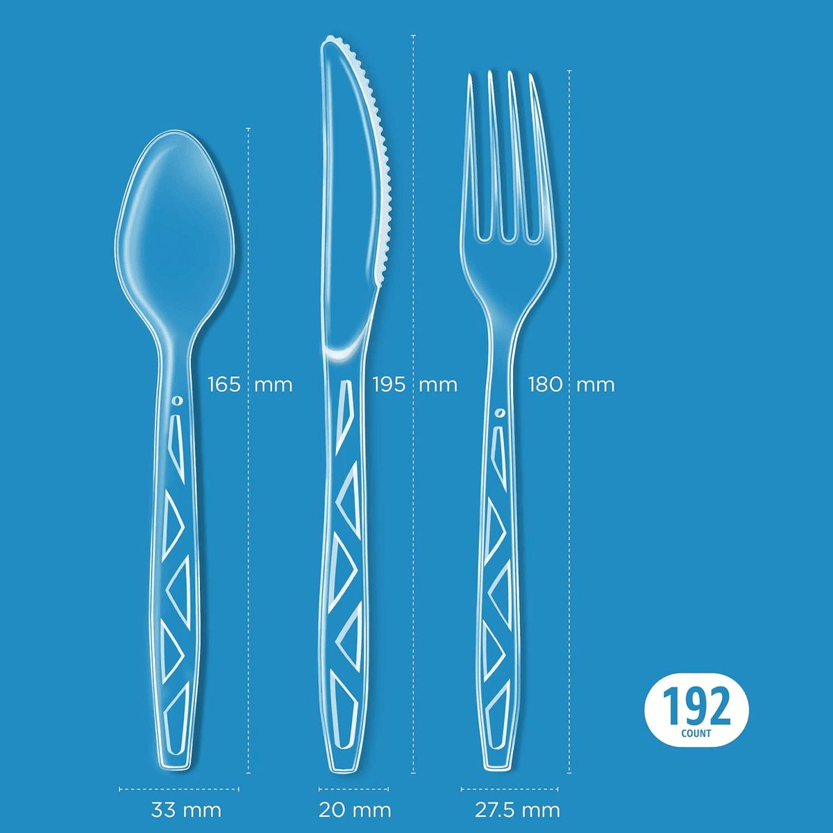 Amazon Basics Clear Plastic Cutlery Set, 192 Count image 3