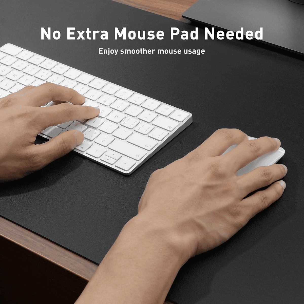 Aothia 23.6 x 13.7-Inch PU Leather Desk Pad, Black image 4