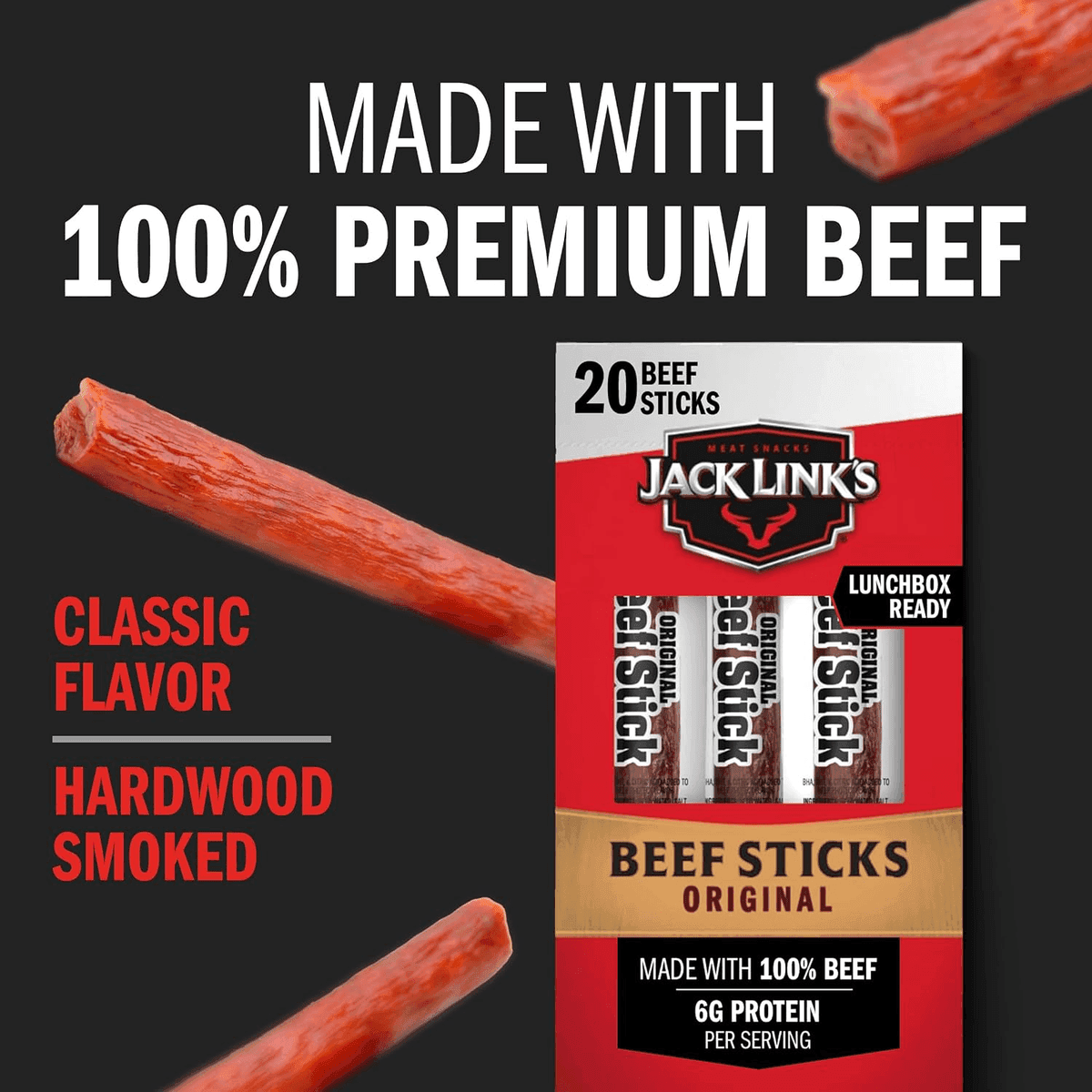 Jack Link's Original Hickory Smoked Beef Sticks 0.92 oz 20-Pack image 3