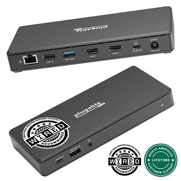 Plugable USB-C Dual HDMI 4K Dock with 65W Charging